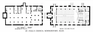 Floor plans, St Pauls Church, Newburyport, Massachusetts, 1924