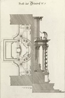 Plan Gallery: Floorplan and Side View of an Altar, Plate g (2) from Unterschiedliche Neu... Printed ca. 1750-56