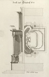 Floorplan and Side View of an Altar, Plate h (2) from Unterschiedliche Neu... Printed ca. 1750-56
