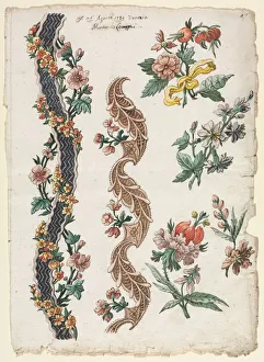 Watercolour And Gouache Prints: Floral Designs and Floral Bands, 1784. Creator: Giacomo Cavenezia (Italian)