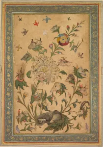Mughal Gallery: A floral fantasy of animals and birds (Waq-waq), early 1600s. Creator: Unknown