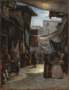Old Town Prints: Florence Old Market, 1867. Creator: Fontanesi, Antonio (1818-1882)