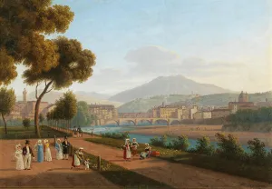 Arno Prints: Florence, view of the Ponte Vecchio, 1826. Creator: Martynov