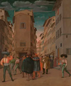 Florence Tuscany Italy Europe Prints: Florentine Street Scene with Twelve Figures (Sheltering the Traveler)