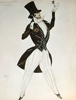 Arts Entertainment Prints: Florestan, design for a costume for the ballet Carnival composed by Robert Schumann