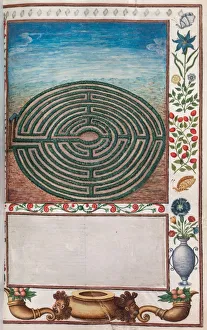 On Vellum Prints: Florilegium: (page 15 recto) maze garden, 1608. Creator: Unknown