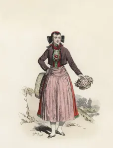 Florist Prints: Florist in Hamburg, color engraving 1870