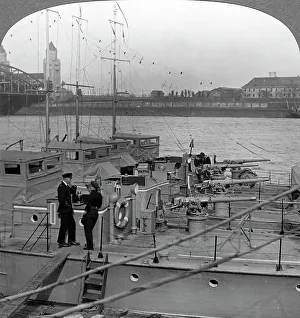 Flotilla of motor boats on the Rhine, c1918-1919. Artist: Realistic Travels Publishers