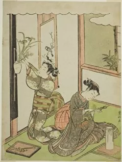 Flower Arrangement Gallery: Flower Arranging, Japan, c. 1769. Creator: Kitao Shigemasa