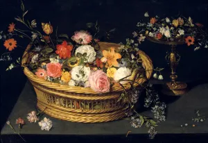 Flower Basket and Goblet in Gilded Silver, still life, 17th Century. Artist: Jan Bruegel the Younger