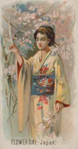 And Sons Prints: Flower Day, Japan, from the Holidays series (N80) for Duke brand cigarettes, 1890. 1890
