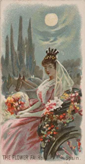 And Sons Prints: The Flower Fair, Spain, from the Holidays series (N80) for Duke brand cigarettes, 1890