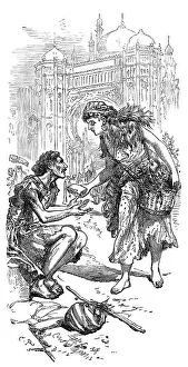 The flower-girl gave him a piece of bread, with three large dates, 1871. Creator: Unknown