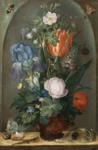 Lizards Prints: Flower Still Life with Two Lizards, 1603. Artist: Savery, Roelant (1576-1639)