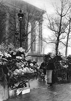 Flammarion Prints: Flower market at the Madeleine, Paris, 1931. Artist: Ernest Flammarion