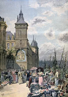 Flower Market Prints: Flower market in spring, Paris, 1893. Artist: Henri Meyer
