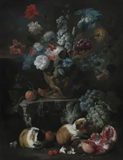 Guinea Pig Prints: Flower Piece with Guinea Pigs, 1673-1724. Creator: Franz Werner von Tamm
