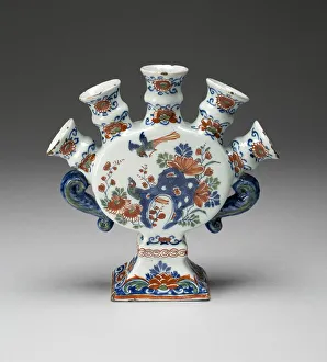 Delftware Prints: Flower Vase (one of a pair), Delft, c. 1700 / 22. Creator: De Griekesche A