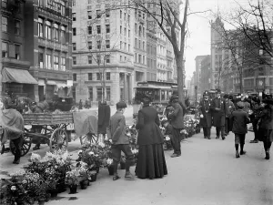 Vendor Prints: Flower vender's (i.e. vendor's) Easter display, New York, c1904. Creator: Unknown