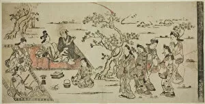 Hishikawa Moronobu Gallery: Flower Viewing, 1711 (reprint of 17th century work). Creator: Hishikawa Moronobu