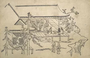 Kimono Gallery: Flower-Viewing Scene, ca. 1685. Creator: Hishikawa Moronobu