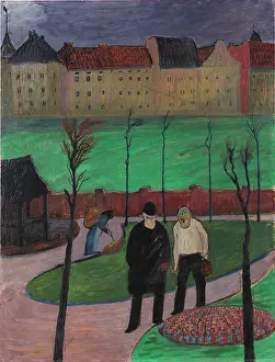 Von 1860 1938 Prints: At the flowerbed, c1910-1913. Creator: Werefkin, Marianne, von (1860-1938)