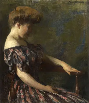 Pastel On Canvas Prints: A Flowered Gown, 1906. Creator: Thomas Pollock Anshutz