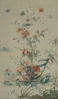 Flowering Prints: Flowers and Chinoiserie, 18th century. Creator: French Painter, late 18th century