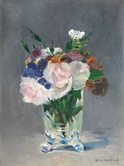 Edouard Prints: Flowers in a Crystal Vase, c. 1882. Creator: Edouard Manet