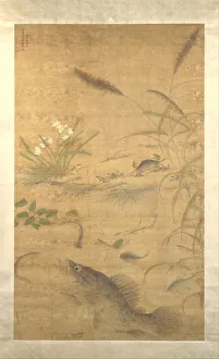 Flowers, fish, and crabs, mid-16th century. Creator: Liu Jie Flowers, fish, and crabs, mid-16th century. Creator: Liu Jie