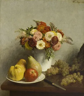 Flowers and Fruit, 1865. Artist: Fantin-Latour, Henri (1836-1904) Flowers and Fruit, 1865. Artist: Fantin-Latour, Henri (1836-1904)