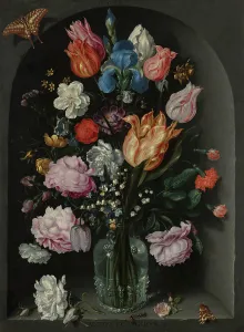 Tulipa Prints: Flowers in a Glass Flask, 1612. Creator: Jacques de Gheyn II