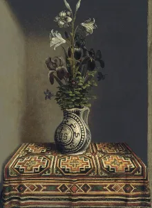 Flower Pot Prints: Flowers in an Jug (verso), 1485. Creator: Hans Memling