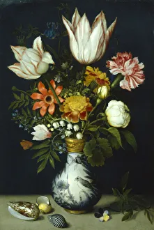 Shell Prints: Flowers in a porcelain vase, c1600. Artist: Ambrosius Bosschaert the Elder