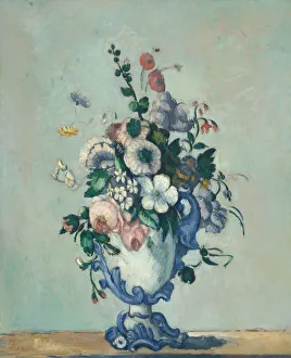 Flowers in a Rococo Vase, c. 1876. Creator: Paul Cezanne