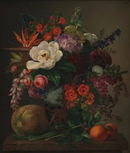 Oranges Prints: Flowers in a Vase, 1834. Creator: Johan Laurentz Jensen