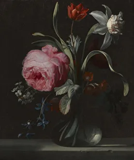Flowers in a Vase, c. 1669. Creator: Simon Verelst (Dutch, 1644-1721)