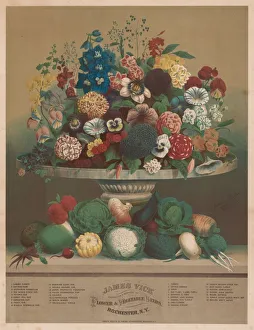 Flowers and Vegetables, 1800s. Creator: Anton Carl Rahn (American, born Germany, 1842-1907)