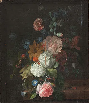 Flowers;Glass Bottle with Flowers, 1737-1795. Creator: Margareta Haverman