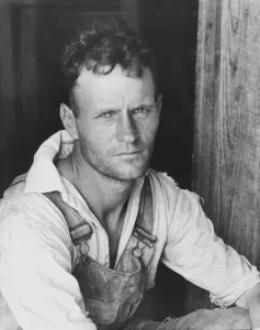 Floyd Burroughs Prints: Floyd Burroughs, cotton sharecropper, Hale County, Alabama, 1936. Creator: Walker Evans