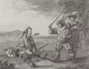 Geoffrey Gallery: Fluellen Making Pistol Eat the Leek (Shakespeare, Henry V, Act 5, Scene 1), August 1