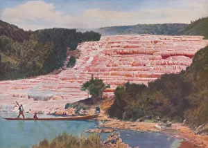 Our Wonderful World Prints: Flushed Beauty of New Zealands Pink Terraces Before Their Utter Destruction, c1935
