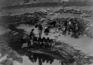 Rite Prints: Flute ceremony at Tureva Spring, Middle Mesa, c1905. Creator: Edward Sheriff Curtis