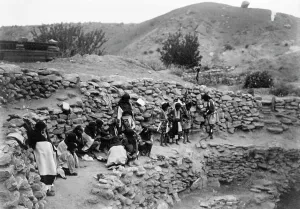 Hopi Prints: Flute dancers at Tureva Spring (B), c1905. Creator: Edward Sheriff Curtis