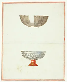 Fluted Prints: Two Fluted Bowls, One on Base, n.d. Creator: Giuseppe Grisoni