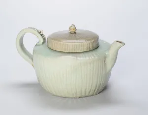 Celadon Glazed Stoneware With Underglaze Molded Decoration Gallery: Fluted Teapot, Korea, Goryeo dynasty (918-1392), 13th century. Creator: Unknown
