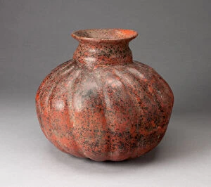 Colima Collection: Fluted Vessel, Possibly in the Form of a Gourd, c. A.D. 200. Creator: Unknown