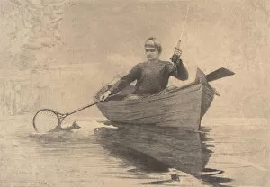 Fly Fishing, Saranac Lake, 1889. Creator: Winslow Homer