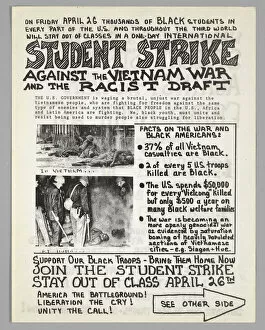 Strike Collection: Flyer advertising student strike against the Vietnam War, 1968. Creator: Unknown