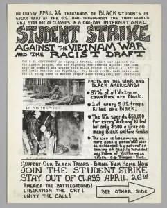 Draft Prints: Flyer advertising student strike against the Vietnam War, 1968. Creator: Unknown